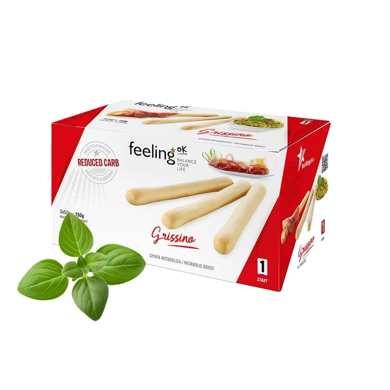 Protein Grissino Brotstangen Start 1 (38% Protein) 3 x 50g von Feeling OK
