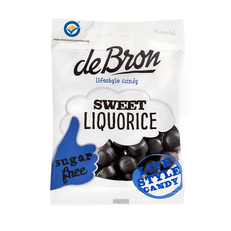 Zuckerfreie süße Lakritz Drops (Sweet Liquorice) 100g Beutel von De Bron