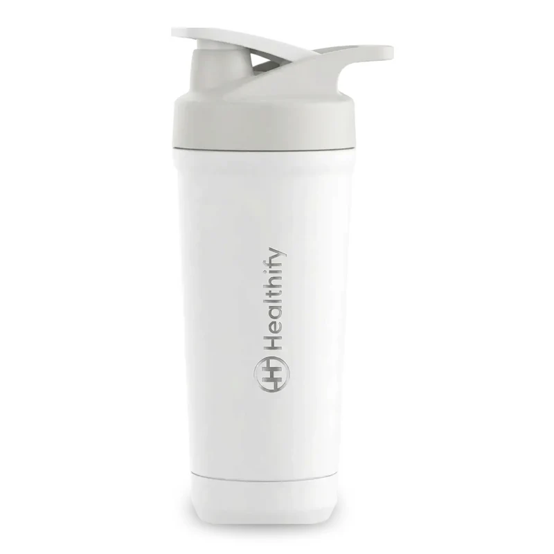Healthify Premium Stainless Steel Protein Shaker, BPA Free 700ML (White)