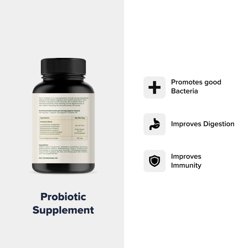 Pre & Probiotic Capsules (100% Veg)