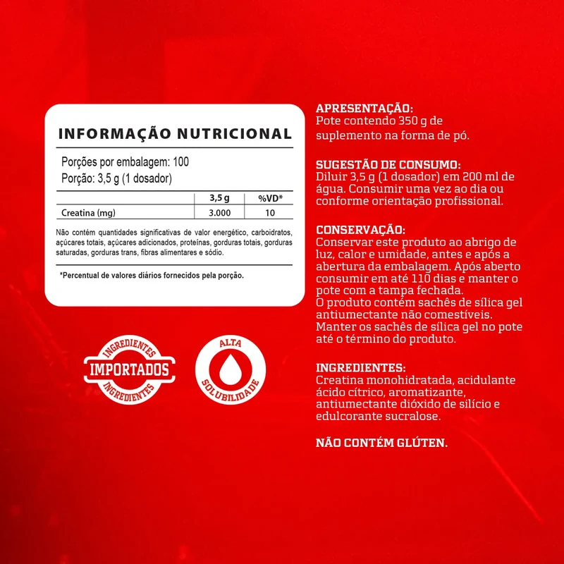 CREATINA 100% 350G - INTEGRALMEDICA