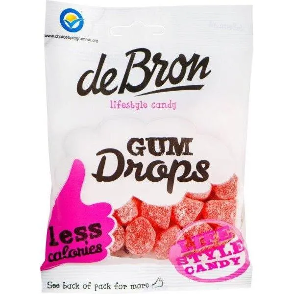 Zuckerfreie Fruchtgummi Himbeeren (Gumdrops Raspberry) 100g Beutel von De Bron