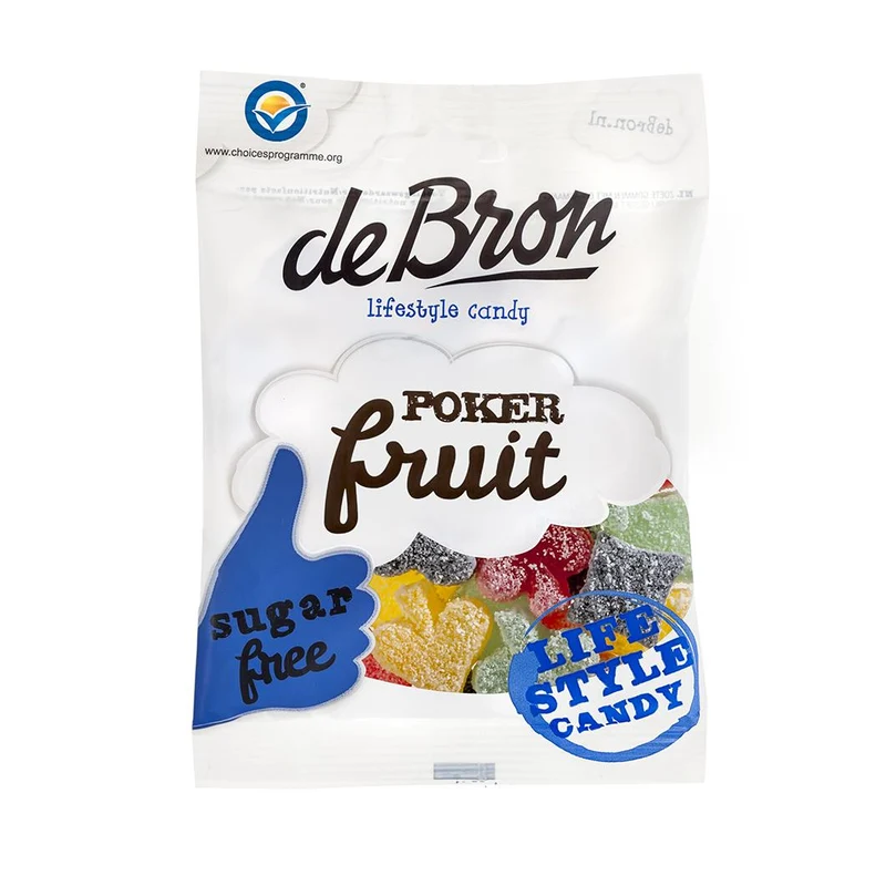 Zuckerfreie Fruchtgummi Poker Skat Symbole (Poker Fruit) 90g Beutel von De Bron