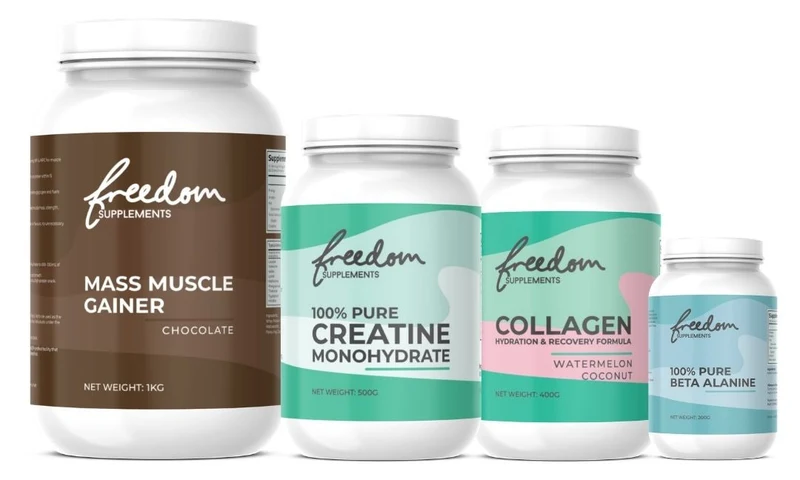 OPTIMUM HEALTH — MUSCLE GAIN STACK Mass Muscle Gainer + Creatine Monohydrate + Collagen Hydration & Recovery + Beta Alanine