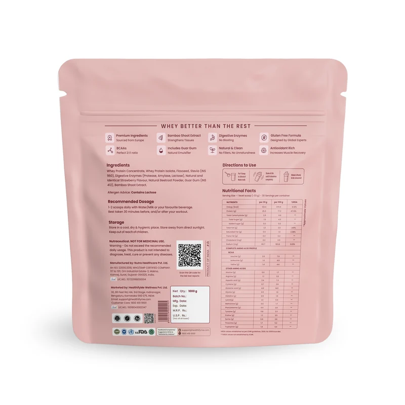 Simply Strawberry - 25.5 g Protein Powder - Pack of 1 KG