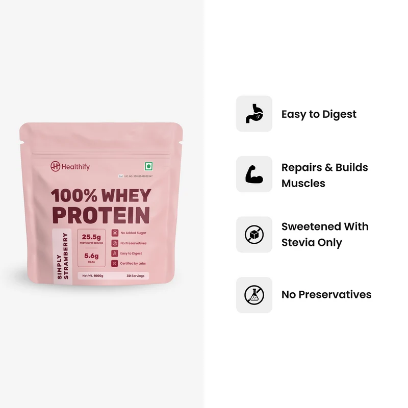 Simply Strawberry - 25.5 g Protein Powder - Pack of 1 KG
