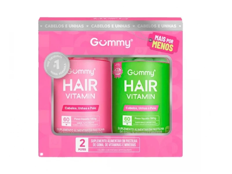 GUMMY HAIR PROMOPACK TUTTI FRUTTI 60UN + MAÇA VERDE 60UN