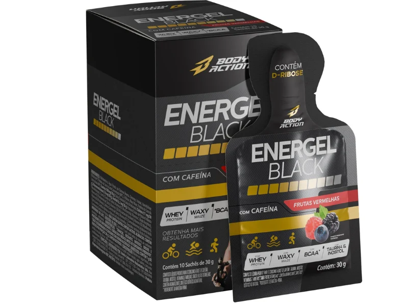 ENERGEL BLACK (C/ CAFEÍNA) 10X30G SACHÊ - BODYACTION