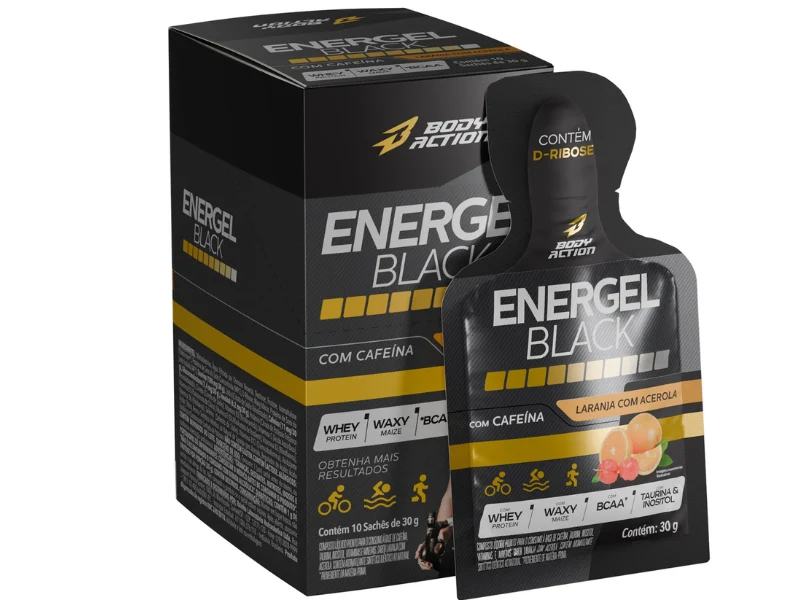 ENERGEL BLACK (C/ CAFEÍNA) 10X30G SACHÊ - BODYACTION