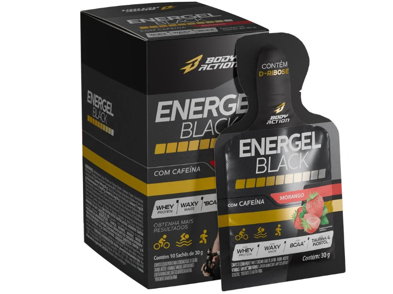 ENERGEL BLACK (C/ CAFEÍNA) 10X30G SACHÊ - BODYACTION