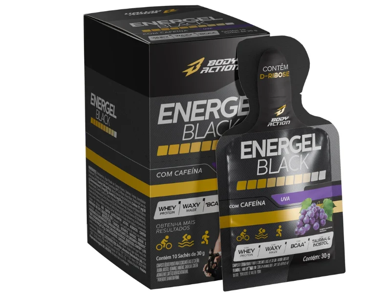 ENERGEL BLACK (C/ CAFEÍNA) 10X30G SACHÊ - BODYACTION