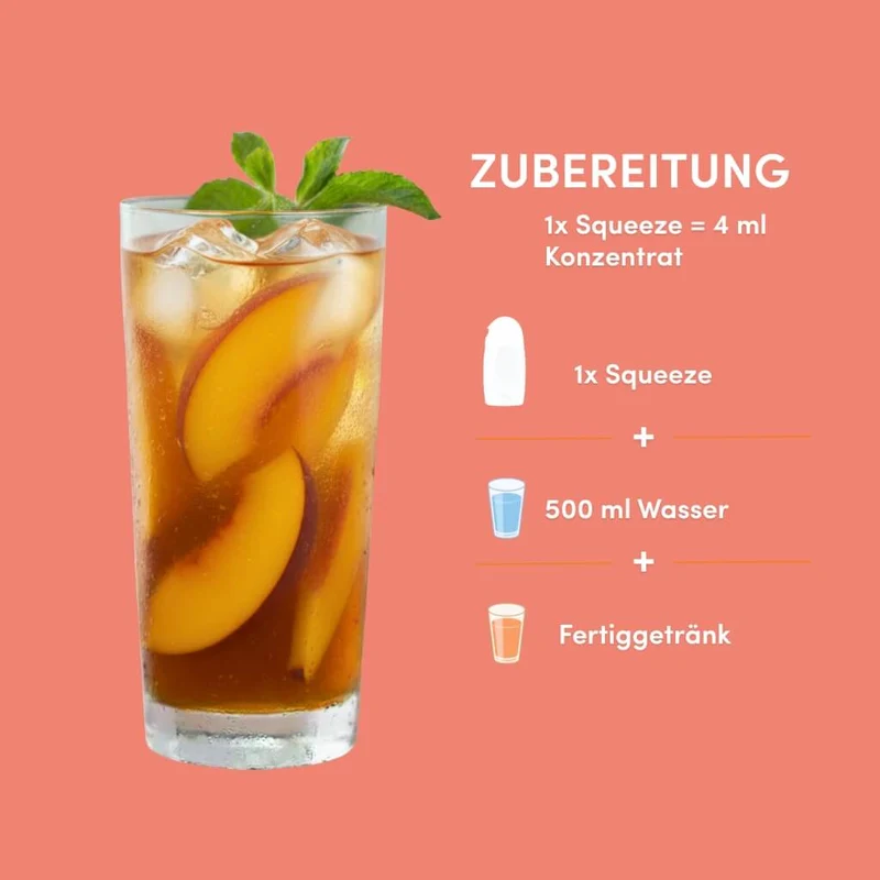 Eistee Pfirsich Getränkesirup ohne Zucker | Syrup Boost Probierpaket (4x65ml)