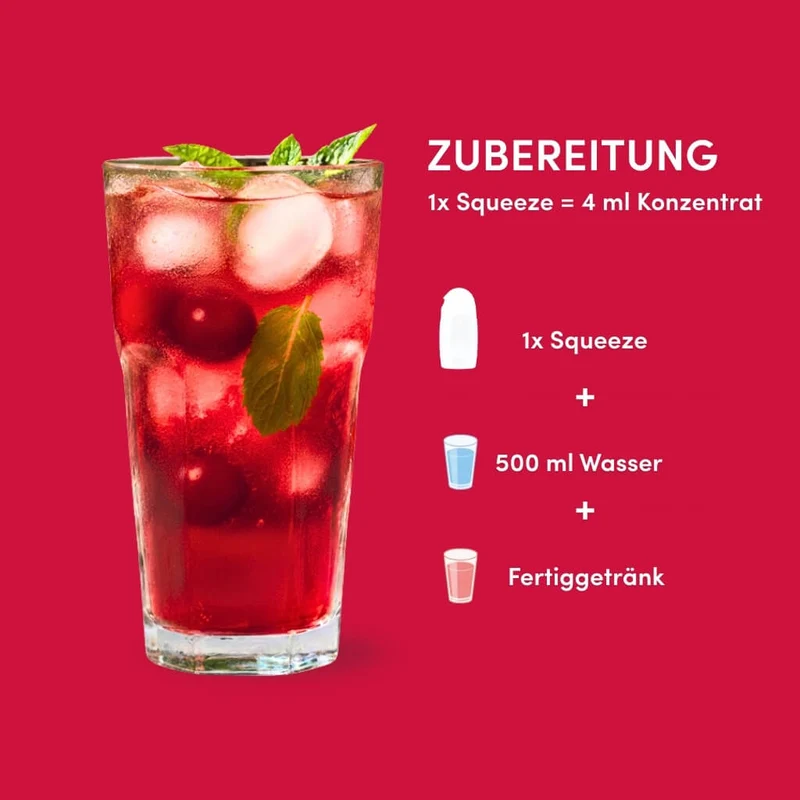 Kirsche Getränkesirup ohne Zucker | Syrup Boost Probierpaket (4x65ml)