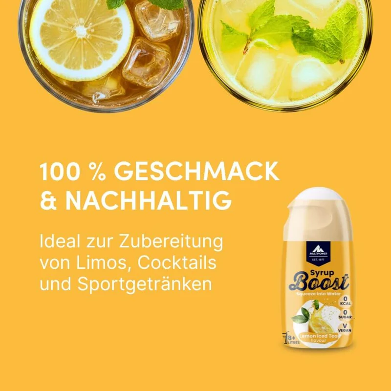 Eistee Zitrone Getränkesirup ohne Zucker | Syrup Boost Probierpaket (4x65ml)