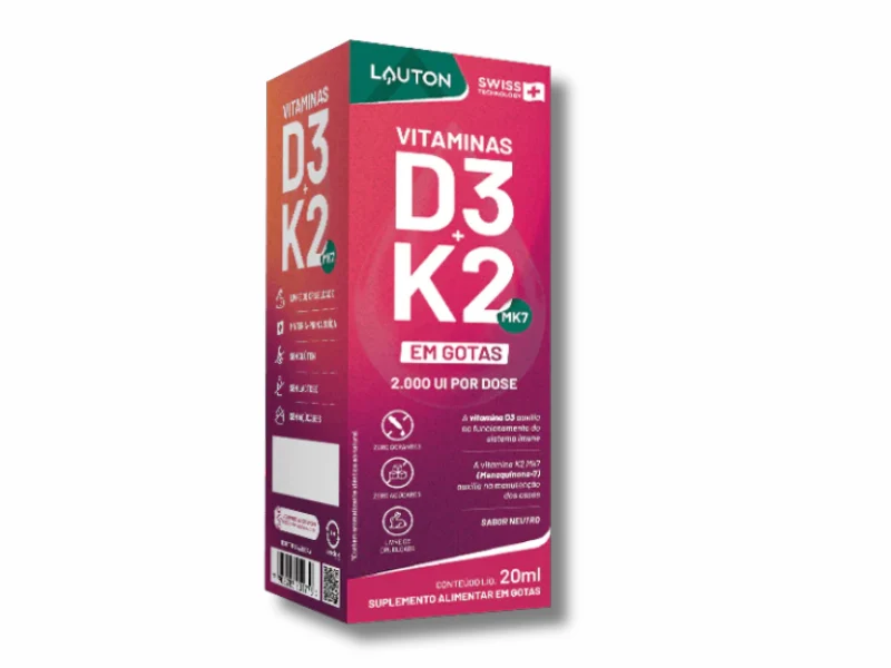 VITAMINA D3 + K2 EM GOTAS 20ML - LAUTON