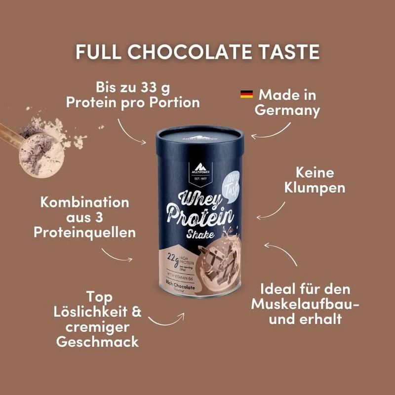 14 Portionen (á 30g) Whey Schoko Proteinpulver (Artikel mit verkürzter Haltbarkeit)