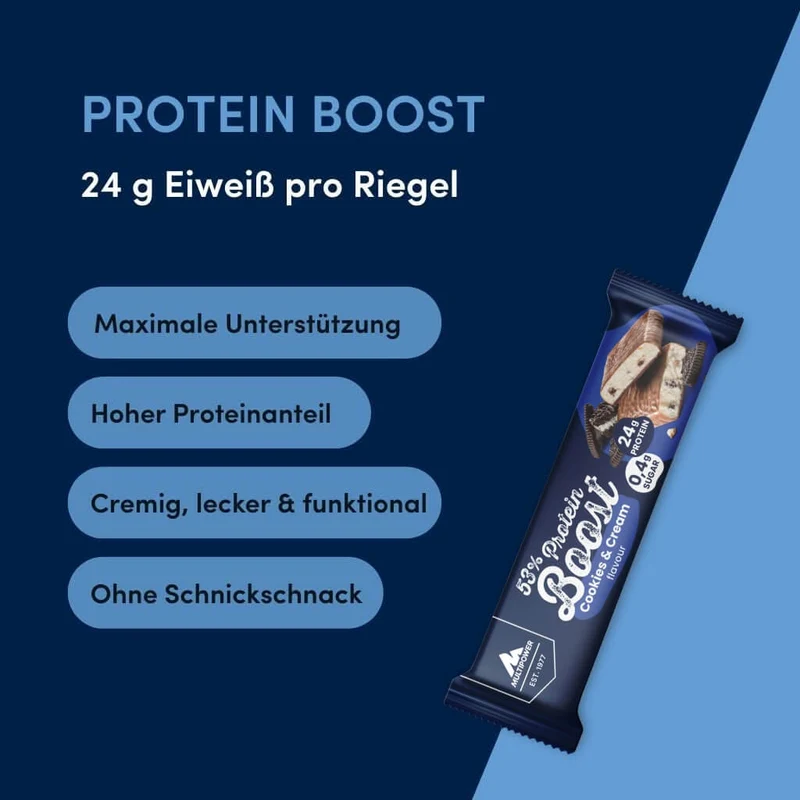 Karton Boost Proteinriegel Cookies & Cream (20x45g) - High Protein