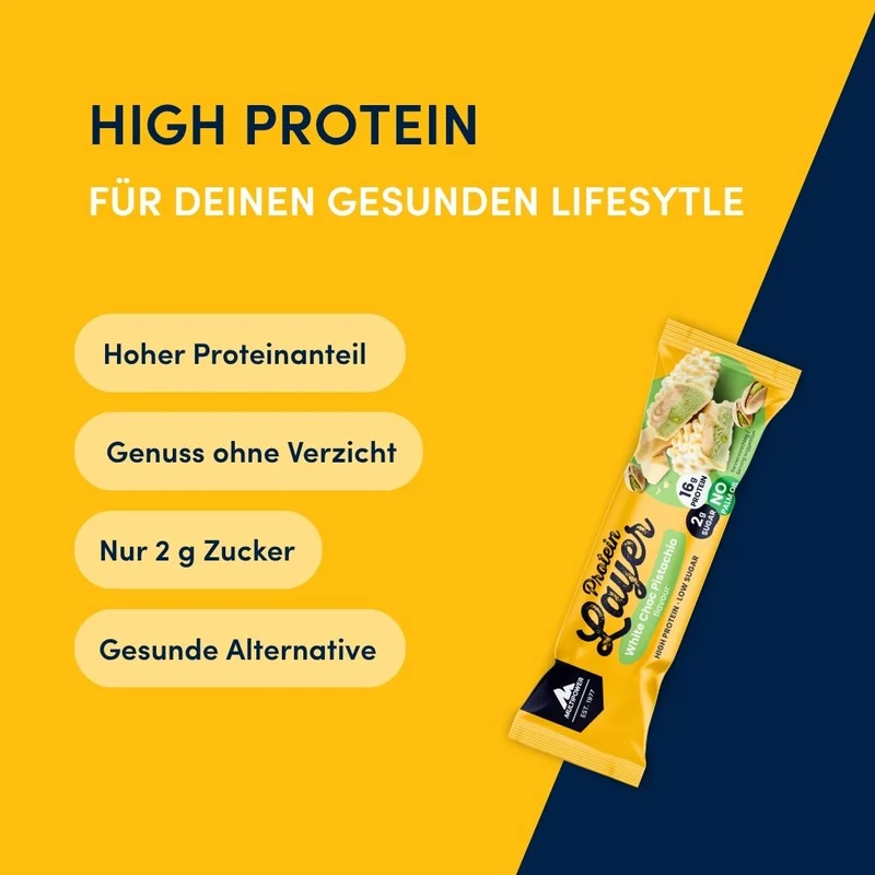 Protein Riegel Layer Weiße Schokolade & Pistazie - 50g | 15g Protein