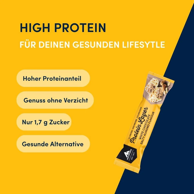 Protein Riegel Layer Weiße Schokolade & Salzmandel - 50g | High Protein