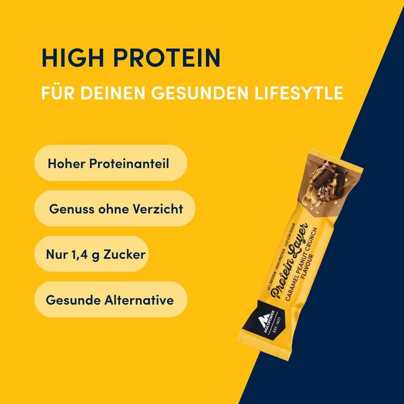 Protein Riegel Layer Karamell & Erdnuss-Crunch - 50g | 16g Protein pro Riegel