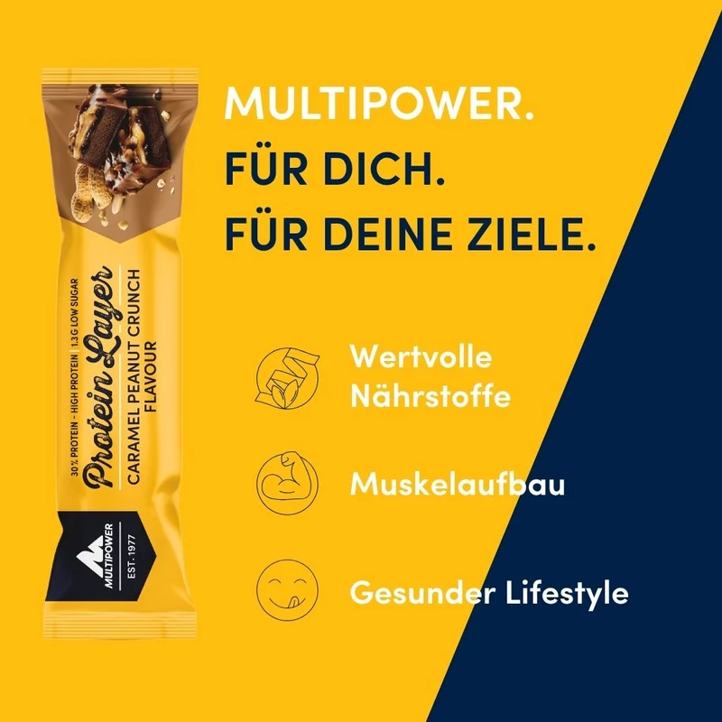 Protein Riegel Layer Karamell & Erdnuss-Crunch - 50g | 16g Protein pro Riegel