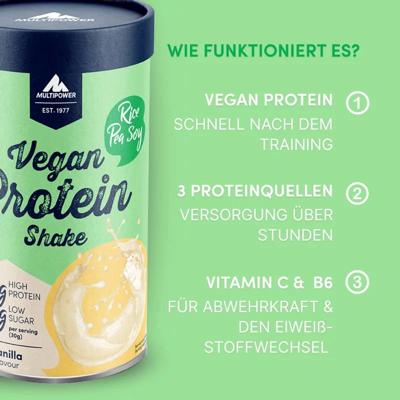 Vegan Vanille Protein Shake (420g) High Proteinpulver, 100% Vegan