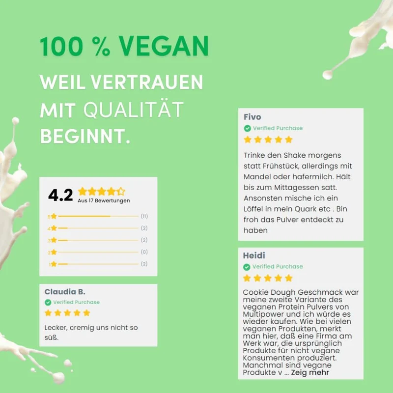 Vegan Vanille Protein Shake (420g) High Proteinpulver, 100% Vegan