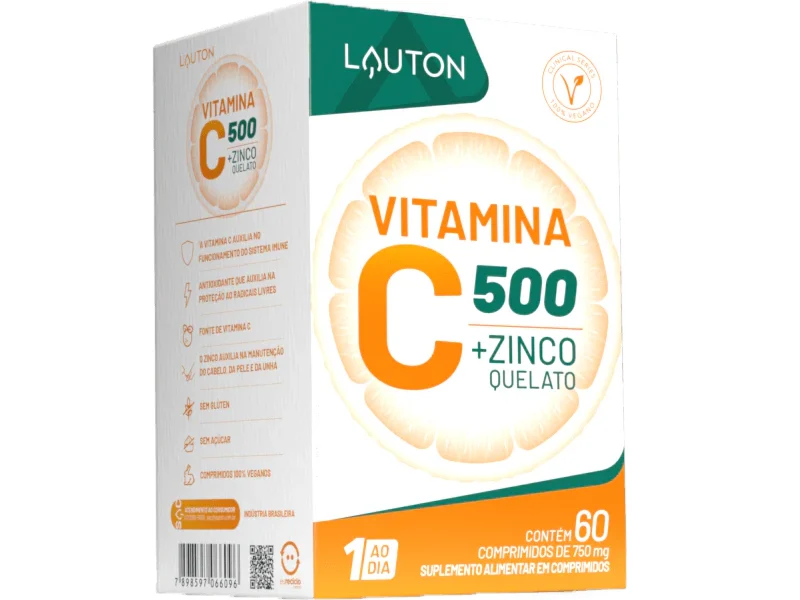 VITAMINA C + ZINCO 60CAPS 500MG - LAUTON
