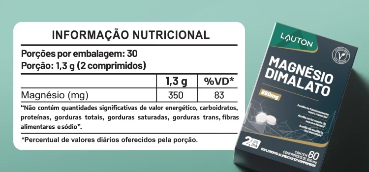 MAGNESIO DIMALATO 60CAPS 650MG - LAUTON