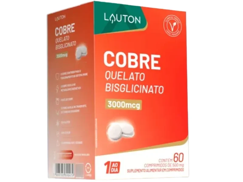COBRE QUELATO BISGLICINATO 3.000MCG 60CAPS - LAUTON