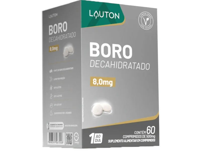 BORO DECAHIDRATADO 8,0MG 60CAPS - LAUTON