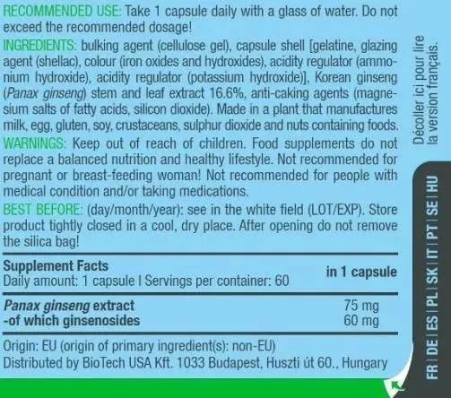 BioTech USA Panax Ginseng 60 Kapseln