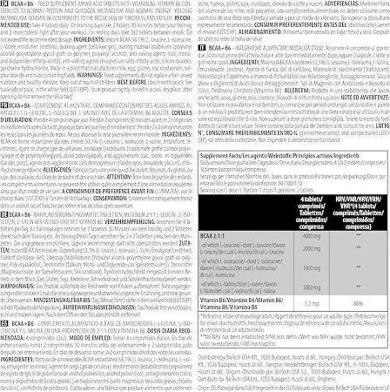 BioTech USA BCAA + B6 Tabletten 340 Stück