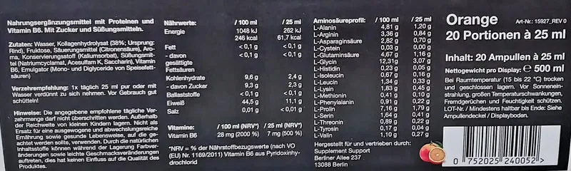 Supplement Support Liquid Amino - 20x25 ml