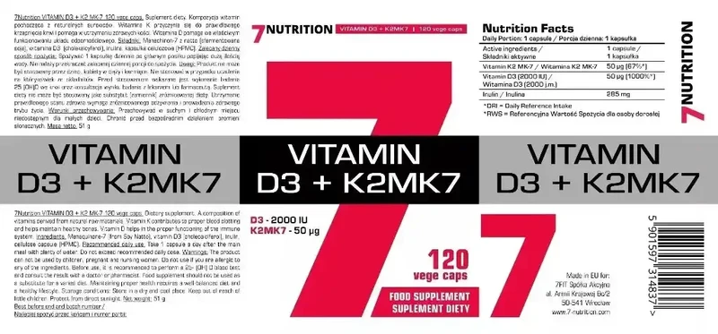 Vitamin D3 + K2 120 Kapseln 2000i.e.