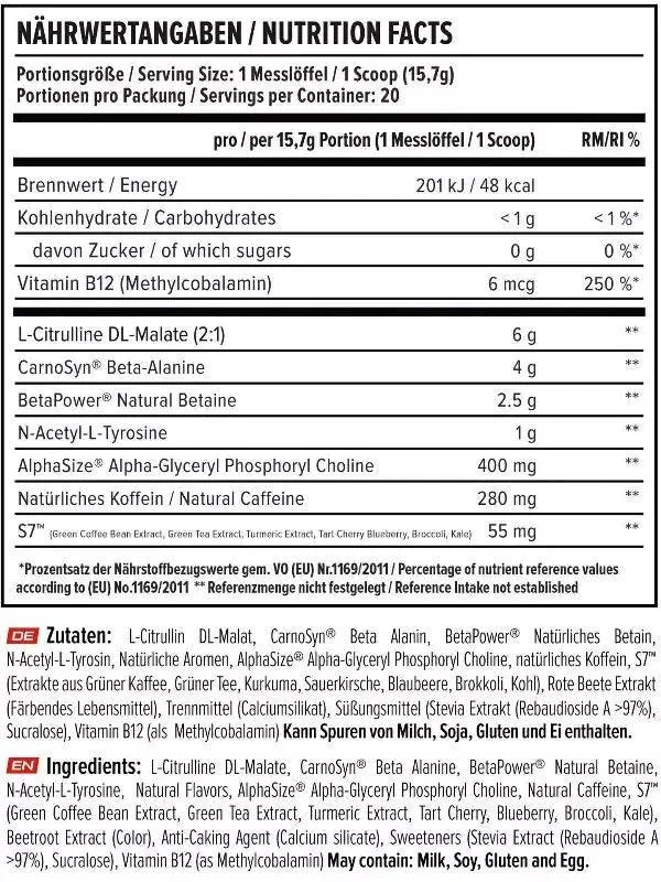 VAST® V8 TOTAL ENERGY PRE WORKOUT BOOSTER