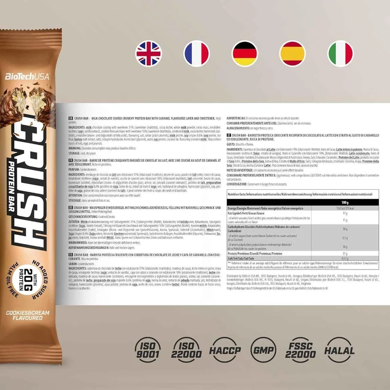 BioTech USA Crush Protein Bar 64g