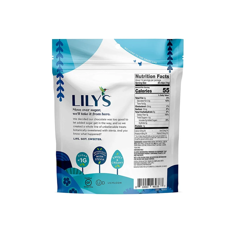 Lilys Less Sugar Baking Chips 7oz Resealable Bags