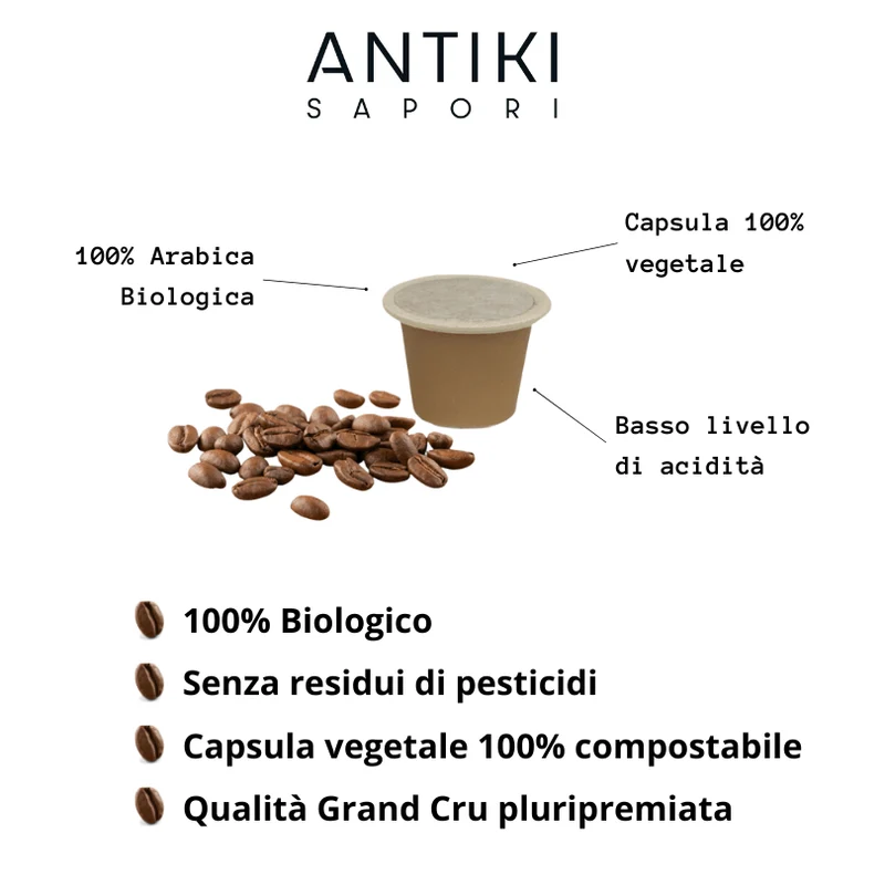 Caffè 100% Arabica Biologico, 20 Capsule vegetali compatibili Nespresso®*
