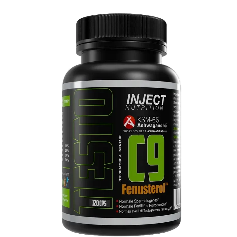 Testo C9 KSM-66 Fenusterol 120 cps | Supporto testosterone naturale | Inject Nutrition