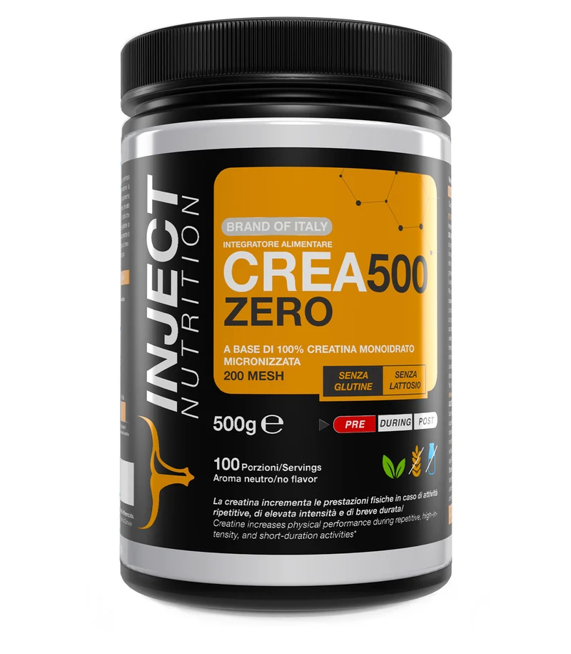 CREA500 ZERO Creatina Monoidrato 500gr | creatina per forza, potenza e performance Inject Nutrition