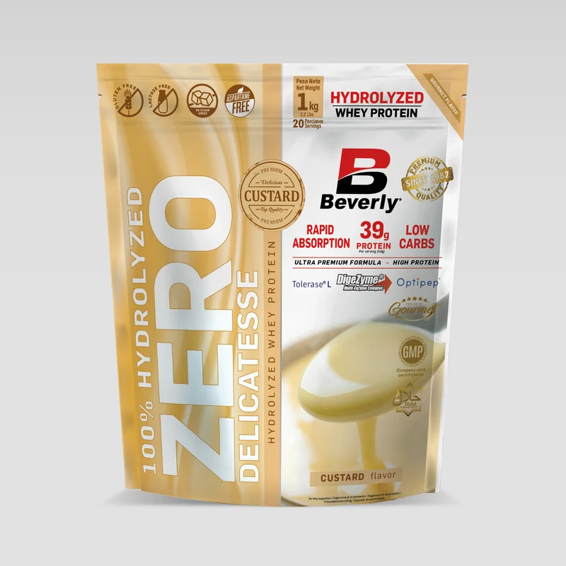 BEVERLY NUTRITION HYDROLIZED ZERO DELICATESSE 1KG | Proteine del siero del latte idrolizzate 80% | Con Digezyme e Tolerase
