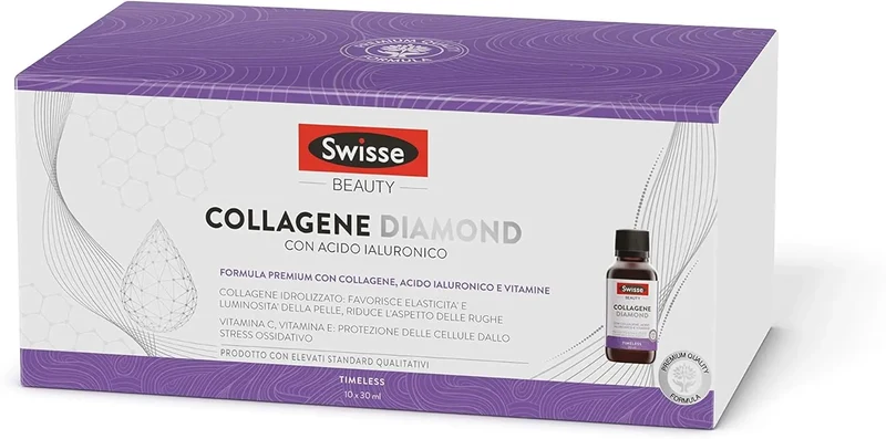 SWISSE Collagen Diamond – Integratore al Collagene con Acido Ialuronico, Vitamina C ed E