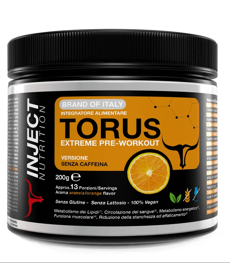 TORUS NO CAFFEINE | pre workout per energia, pump e focus | Inject Nutrition