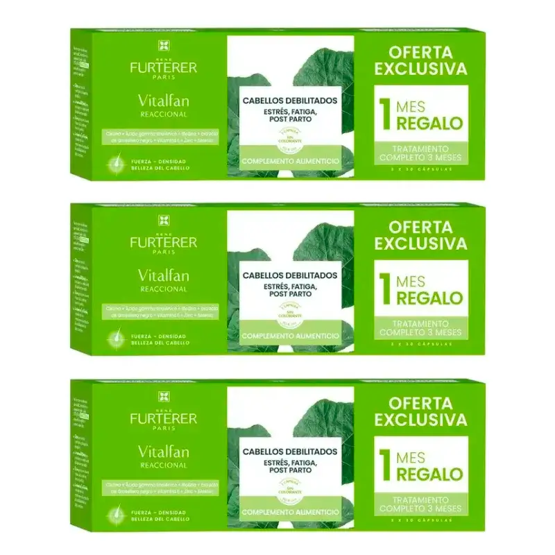 Rene Furterer Vitalfan Anticaida Reaccional, Pack 3 x 30 capsules