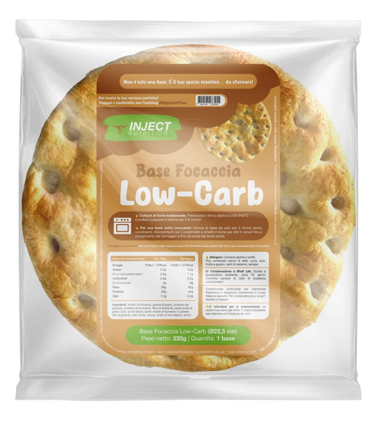 Base Focaccia Low-Carb 220g | Solo 5,6g Carboidrati | 40g Proteine | Keto & Fitness | INJECT Nutrition
