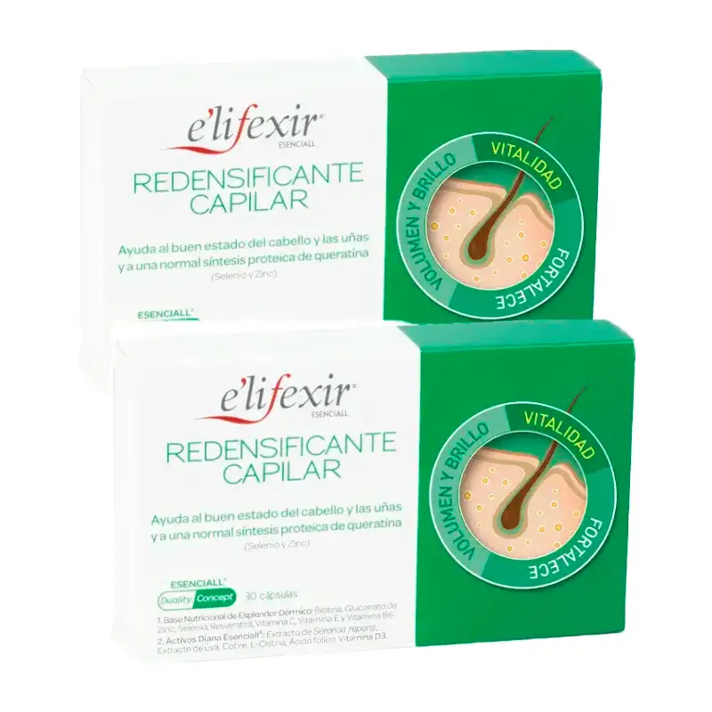Elifexir Essentialall Hair Redensifying and Fortifying Hair Loss Reducer, Pack 2 x 30 Capsules